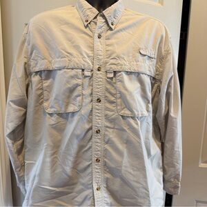 L.L. Bean Men's Casual Button Down Shirt - fishing/Hiking Light Gray Large